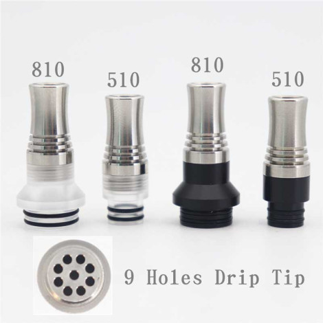 810 510 9 Holes Long Drip Tip Prevent Eliquid From Slopping Mouthpiece