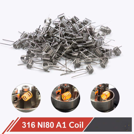 100pcs/pack A1 SS316 Ni80 Coil Wire Coiling Prebuilt Coil Resistance 22 24 26 28 30GA Heating Coil Wire